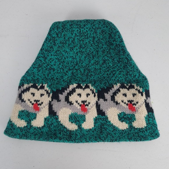 L.L. Bean Other - Vintage LL Bean Husky Dog Wool Hat One Size Green Beanie Lined USA Winter 90s
